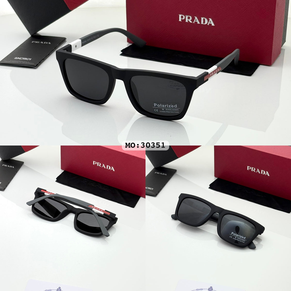 Prada 30351 grey black polarized lens